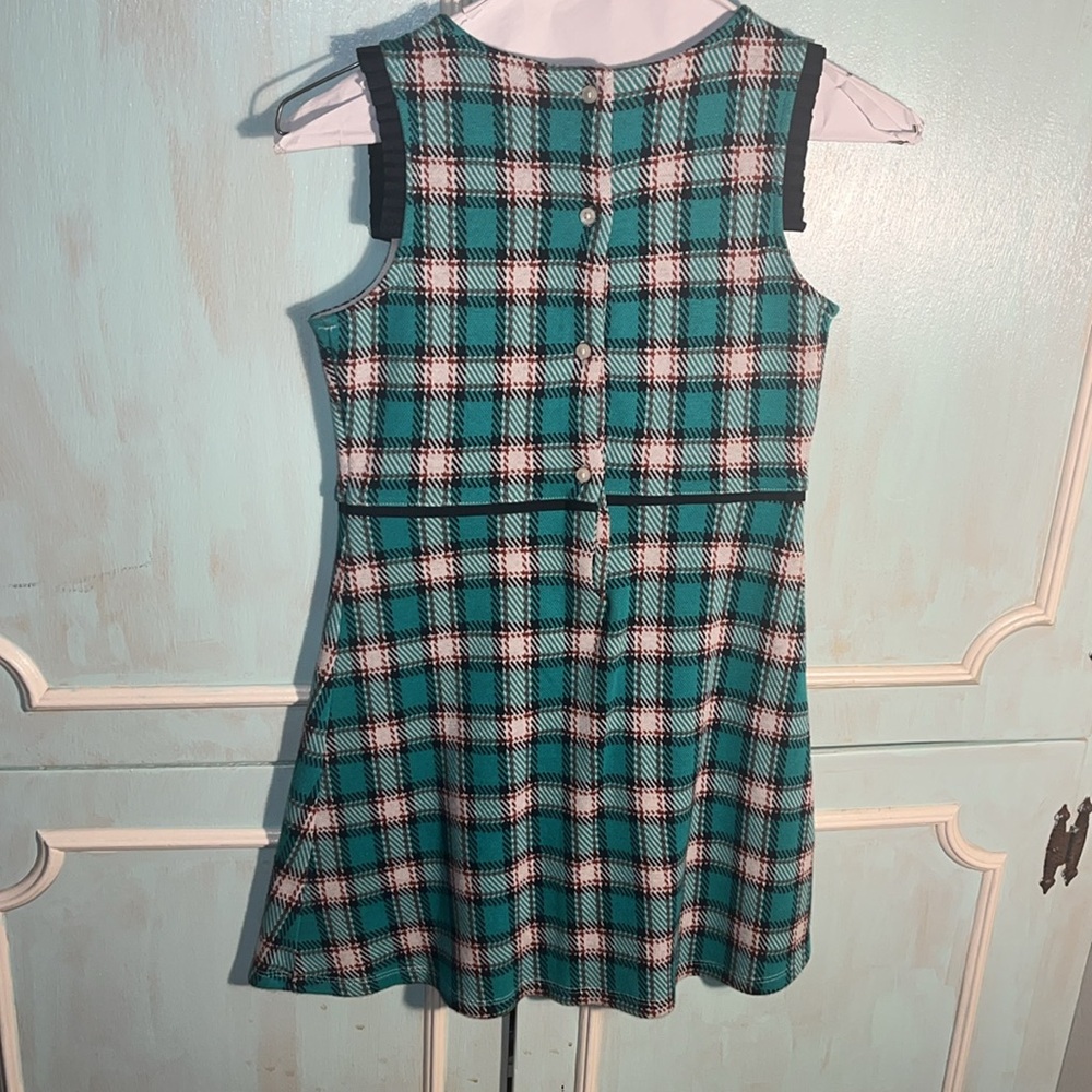 Janie and Jack green 100% cotton dress with blue bow - Picture 2 of 5